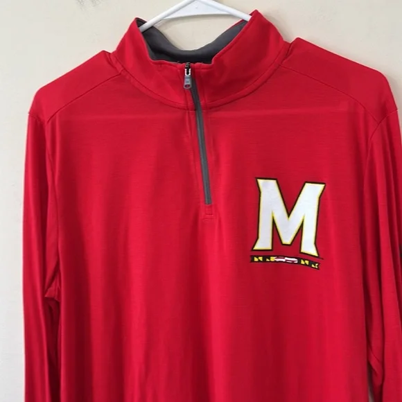 Men's Under Armour Red Maryland Terrapins 1/4 Zip Performance Top Size Medium - Picture 3 of 10